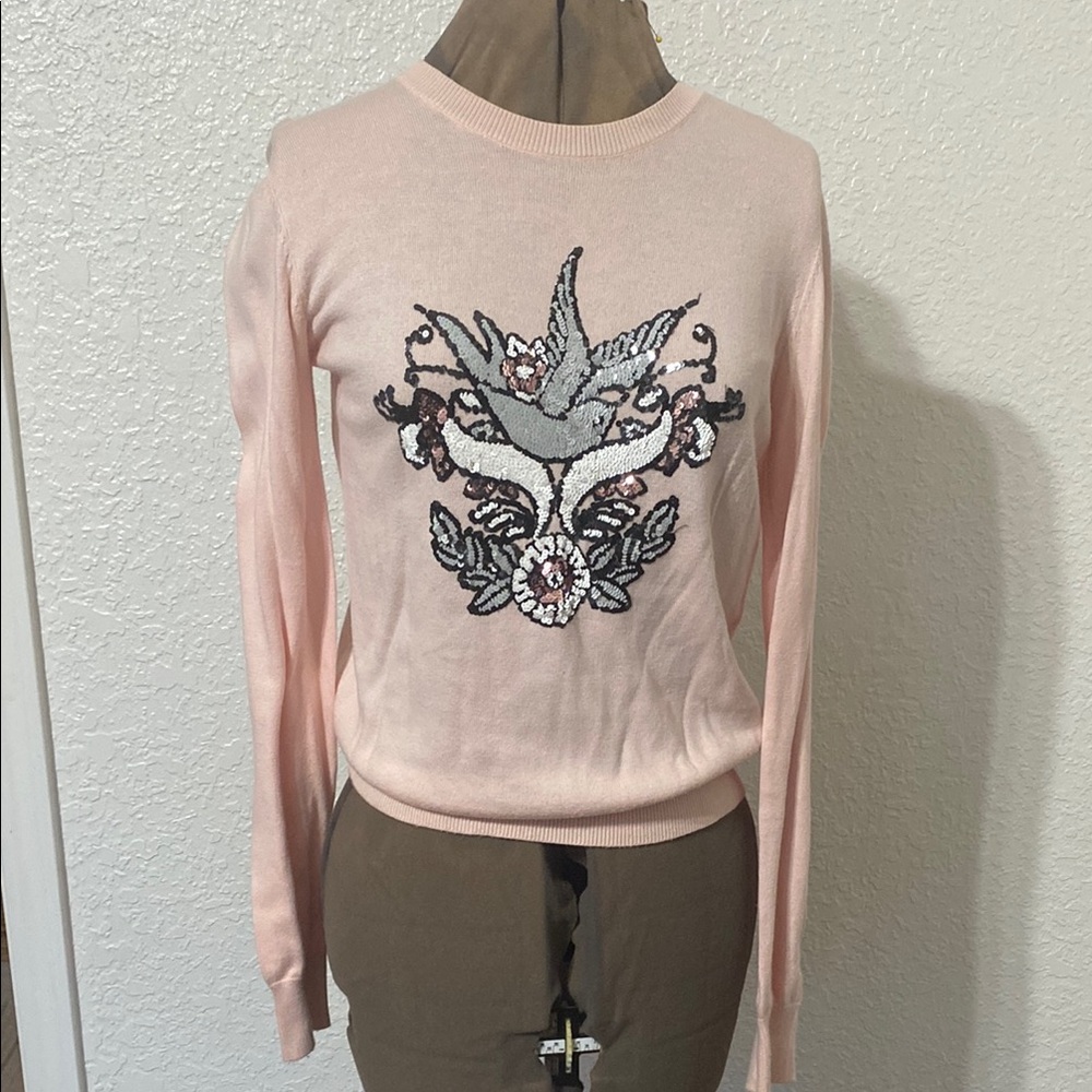 Markus Lupfer Pink Embroidered Bird Sweater